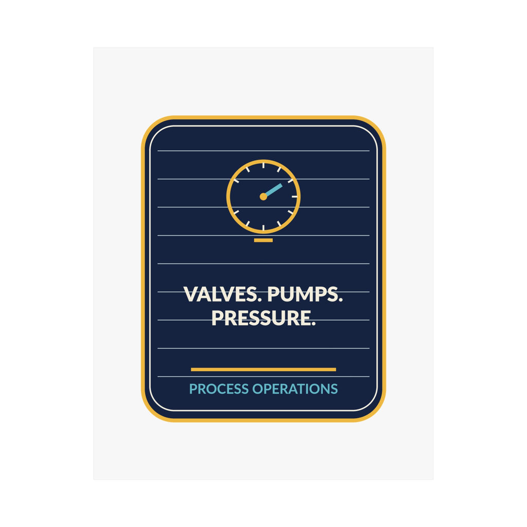 Valves. Pumps. Pressure. Process Operations 11x14 Poster
