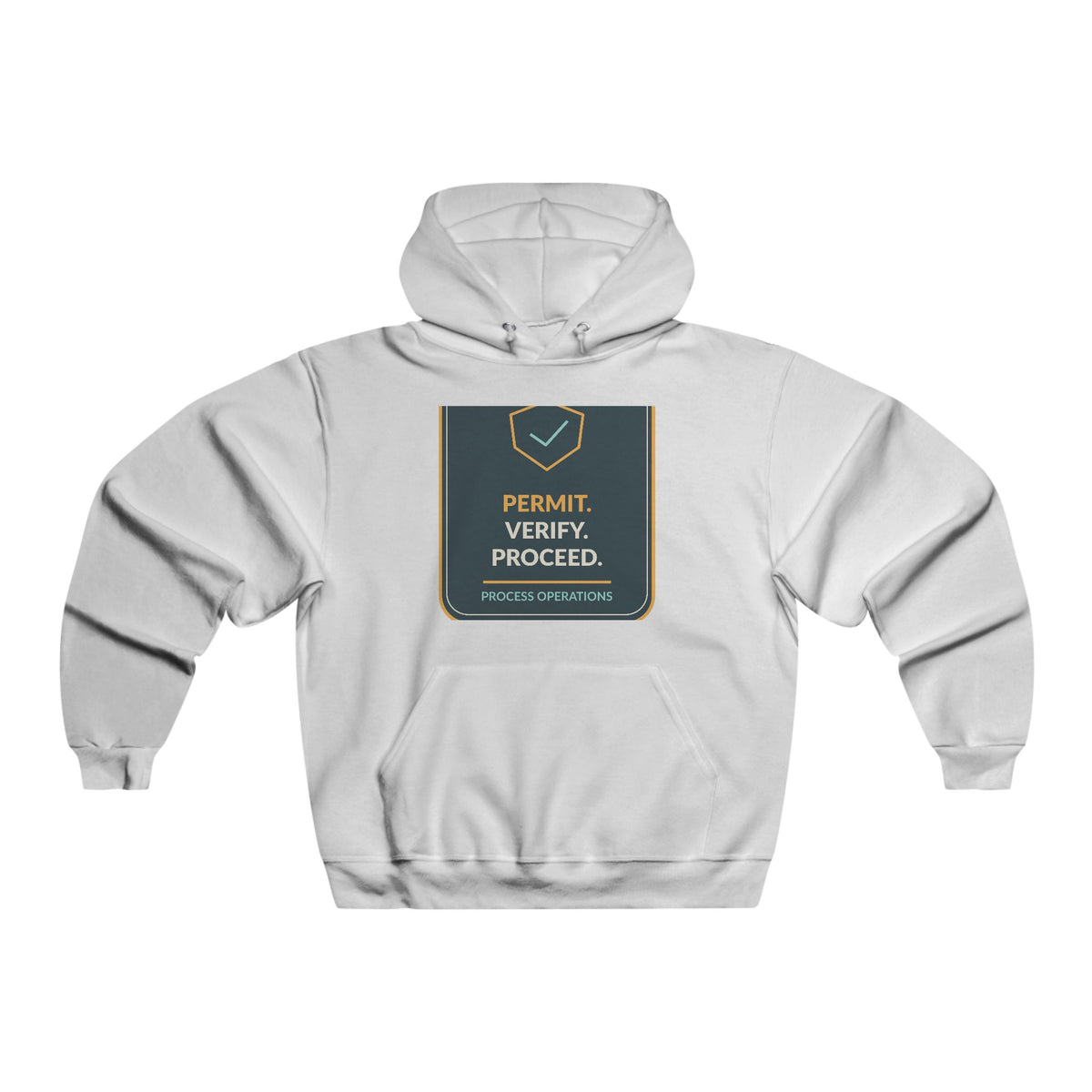 Permit Verify Proceed Shield Hooded Sweatshirt