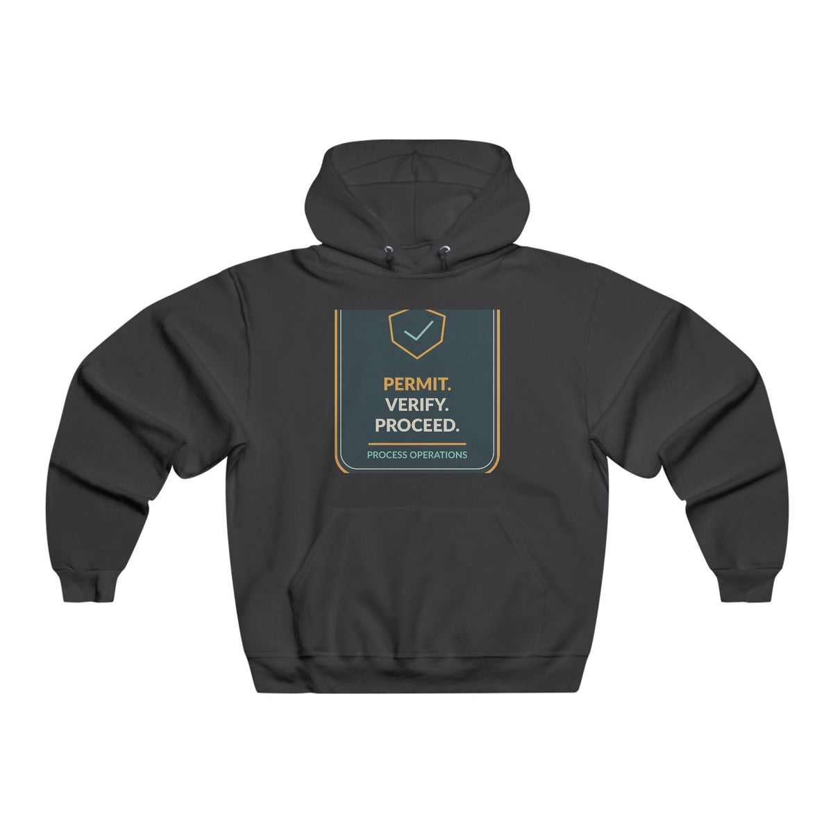 Permit Verify Proceed Shield Hooded Sweatshirt