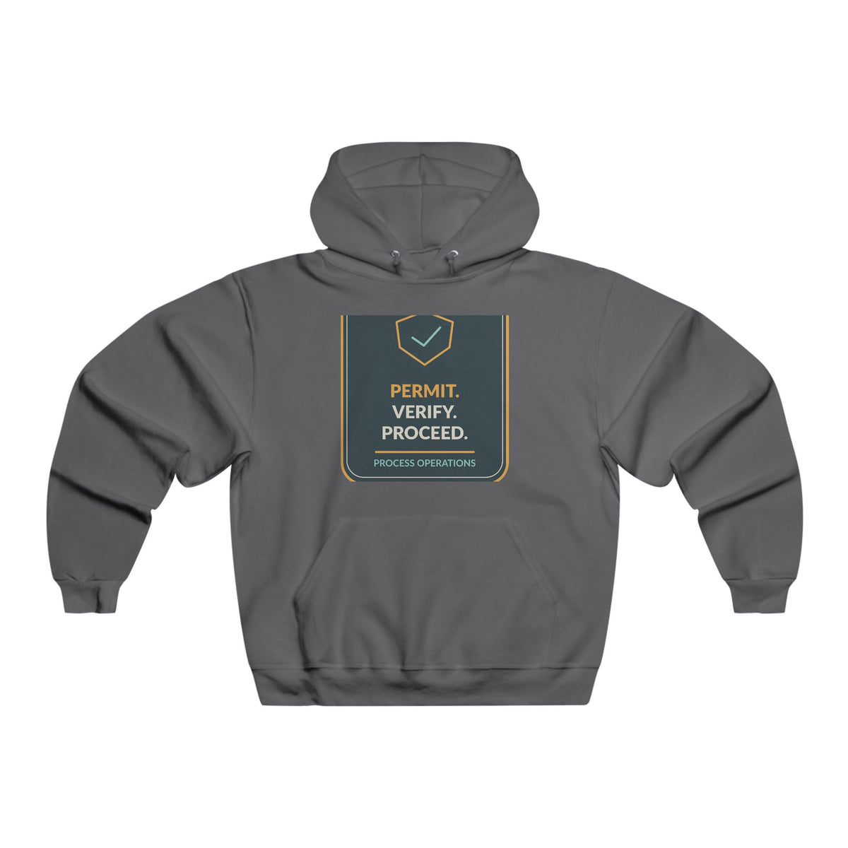 Permit Verify Proceed Shield Hooded Sweatshirt